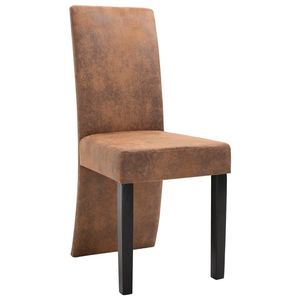Juego de 4 Sillas de Comedor de Madera Maciza en Combinación de Cuero Sintético Marrón y Madera - Product Image 3