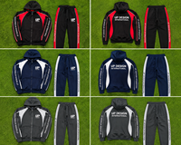 Ensemble de survêtement premium pour homme, hiver, noir et rouge, respirant, léger, avec veste zippée et pantalon de jogging, style streetwear personnalisé
