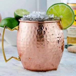 Taza Moscow Mule de Cobre Puro Martillado 100% Personalizada de Calidad Premium al por Mayor con Asa de Latón, Ideal para Fiestas y Bares - Product Image 1