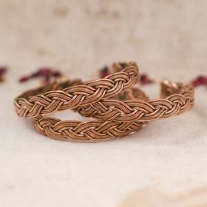 BRAIDED Healing <b>Copper</b> Bracelet | Handmade in Nepal | Pure Solid <b>Copper</b> Cuff <b>Bangle</b> - Product Image 3