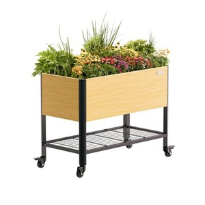 Teak Wood Premium Elevated <b>Planter</b> Brass Inlay Luxury Garden Stand Wholesale - Product Image 3