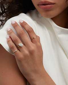 Round Lab Grown Diamond Open Wrap Ring Minimalist Two Stone Dainty Everyday Wear <b>Gap</b> Stackable Band 14K 18K Solid Gold Wholesale - Product Image 2