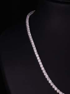 925 Sterling <b>Silver</b> Gold Plated Moissanite Tennis Necklace Round Brilliant Cut Link Chain Unisex Hip Hop Jewelry Gift - Product Image 6