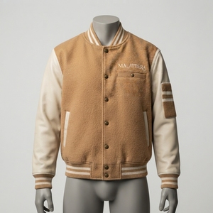 Veste pour homme MA-ATTIERA en polaire, laine et polyester, décontractée, col rabattu, logo brodé sur le devant, coupe classique, pour l'automne - Product Image 1