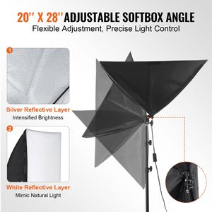 Kit di Illuminazione Fotografica Professionale LED 45W 3000-6500K con Softbox 50x70cm, 3 Effetti di Luce Continua e Treppiede - Product Image 4