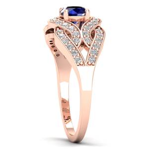 Anillo REYES de Zafiro Azul de Corte Redondo de 0.5 Quilates en Plata de Ley 925 con Moissanita, Anillos de Compromiso para Mujer - Product Image 3