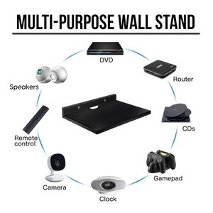 Support de montage pour boîtier en bois d'ingénierie |   Support mural pour décodeur, étagère murale pour la maison, pour fixer des enceintes, un routeur Wi-Fi (noir) - Product Image 2