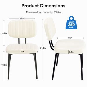 Ensemble de 2 chaises de salle à manger modernes du milieu du siècle, chaises de cuisine en similicuir avec structure en PC massif, beige - Product Image 2