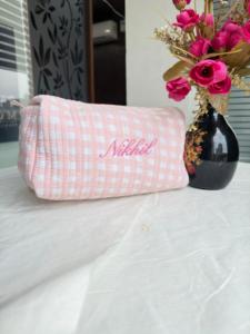 Pochette zippée en coton, trousse de toilette, organiseur de maquillage, trousse de toilette personnalisée, trousse de maquillage imprimée, cadeau de Noël - Product Image 4