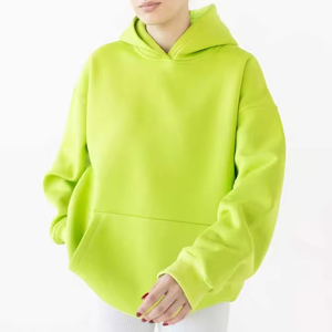 Sweat-shirt à capuche unisexe surdimensionné, couleur unie, coton French Terry, décontracté, pour l'automne, avec poche, coupe classique - Product Image 3