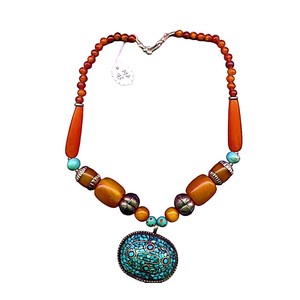 Collier bohème en pierre turquoise – Bijoux tribaux perlés faits à la main – collier bohème rustique pour femme - Product Image 4