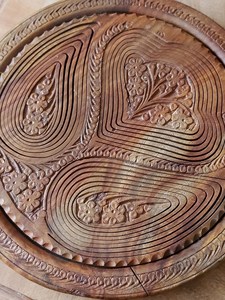 Handmade Wooden Storage <b>Basket</b> With Handle Circle Shape Rustic Multi Purpose <b>Tray</b> For Neatening And Organization - Product Image 6