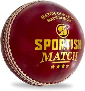 Ballon de cricket en cuir cousu main, ballon en cuir rouge de qualité supérieure pour les matchs professionnels et les joueurs adultes, prêt pour le match - Product Image 1
