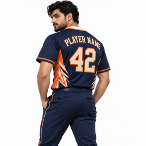 Wholesale Baseball Jersey Men's Short Sleeve Button <b>Down</b> V-Neck 100% Polyester Moisture Wicking Team Apparel - Product Image 3