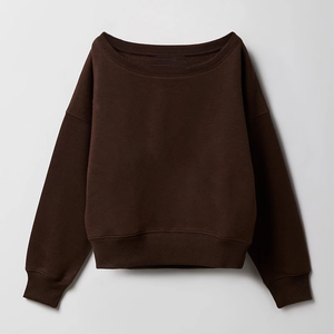 เสื้อสเวตเชิ้ตโอเวอร์ไซส์ผ้าวูลพิมพ์ลายแบบเป็นมิตรต่อสิ่งแวดล้อมสำหรับผู้หญิง สไตล์มินิมอล ทรงหลวม ชายเสื้อแบบริบ เหมาะสำหรับใส่ในฤดูหนาว สตรีทแวร์ - Product Image 1
