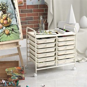 Carrello Portaoggetti a 12 Cassetti Rimovibili, 2 File, 10 Livelli, Cassetti Multicolore, 4 Ruote (2 con Freno), Telaio Bianco con Contorno Bianco - Product Image 3