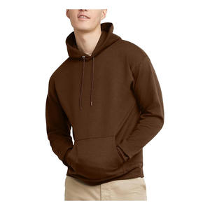 Sudadera con Capucha Lisa Marrón para Hombre, Mezcla de Algodón, Estilo Urbano Personalizable - Product Image 1