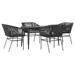 Dark <b>Grey</b> Garden Dining Set 4 Seater Rattan Metal <b>Frame</b> Contemporary Outdoor Furniture Weather Resistant - Product Image 2