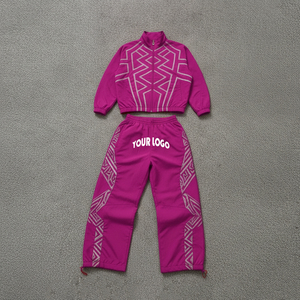 Ensemble de jogging deux pièces en nylon imprimé pour homme, nouvelle mode automne, coupe oversize, coupe-vent réfléchissant, haute qualité, vente en gros - Product Image 3