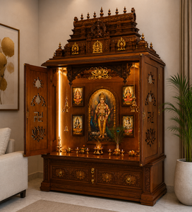 Traditional South Indian Ashta Lakshmi Pooja <b>Mandir</b> Luxury Wooden Prayer Temple Royal Indian Pooja <b>Mandir</b> Cabinet for Home Decor - Product Image 4