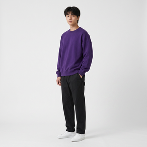 Wholesale custom loopback fleece sweatshirt with screen printing and vintage wash for US clothing brands - Product Image 2