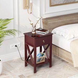 Comodino in Legno Massello Stile Mid-Century con Due Cassetti, Tavolino Laterale per Appartamento, Disponibile in Marrone - Product Image 4