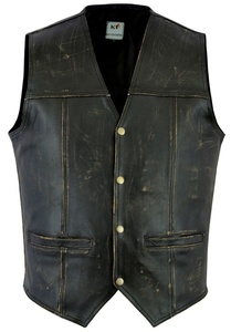 Gilet décontracté pour homme en cuir véritable à col mandarin, coupe personnalisée avant/arrière avec logo, grande taille, coupe-vent et respirant, Keven Impex KI-4508 2026 - Product Image 2