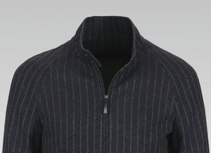 Blouson bomber rayé pour homme, col montant, mélange de laine, fermeture éclair, coupe ajustée, automne, décontracté - Product Image 2