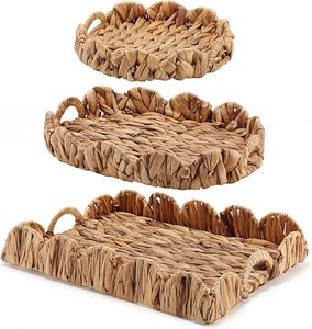 Water Hyacinth Serving Tray Handmade Woven Storage <b>Basket</b> Tray Eco Friendly Home Decor OEM Manufacturer Vietnam - Product Image 6
