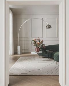 Luxury <b>Plush</b> Hand Tufted Geometric Rug Modern Ivory Wool Contemporary Abstract Handmade Designer Floor Rug - Product Image 6