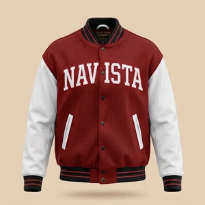 เสื้อแจ็คเก็ต NAVISTA Varsity Letterman คุณภาพสูง สไตล์วินเทจ พิมพ์ลายยางนูนแบบกำหนดเอง ผ้าขนสัตว์ 100% สตรีทแวร์ แบบสองด้าน - Product Image 3
