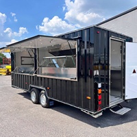 Remorque alimentaire de type conteneur, cuisine mobile entièrement équipée avec table vapeur pour la restauration de burgers, pizzas, BBQ, brisket et pulled pork