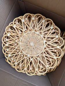 Plateau en rotin tissé naturel fait main, style bohème, plateau de service décoratif, accent de décoration intérieure haut de gamme - Product Image 6