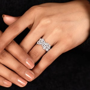 Bubble Design Round Cut Moissanite Cluster <b>Ring</b> Original 925 Silver Fine for Birthdays Anniversary Party Wishes for Partner - Product Image 3