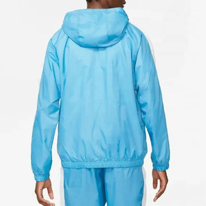 Hot Sale Men's Lightweight Nylon Waterproof Windbreaker Jacket Breathable Hooded Zip-up with Color <b>Block</b> Panel Windbreaker - Product Image 3