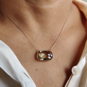 Pendentif en améthyste verte naturelle, taille coussin rectangulaire, en or 14 carats, 12x20 mm, bijoux fins et élégants pour femmes, vente en gros - Product Image 6