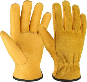 Gants de travail professionnels en cuir de vachette de bonne qualité, résistants à la chaleur, pour le jardinage, la menuiserie et la sécurité. - Product Image 1