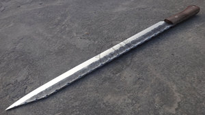 Couteau Viking Seax en acier à haute teneur en carbone forgé à la main, lame de 18 pouces, manche en bois de noyer ambidextre, finition polie, couteau sax médiéval - Product Image 5