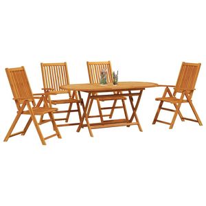 Ensemble de salle à manger de jardin pliant en bois d'acacia massif marron, 5 pièces - Product Image 3