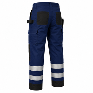 Men High Visibility <b>Work</b> <b>Pants</b> With Reflective Tape Knee Pads <b>Cargo</b> Pockets Polyester Construction Safety <b>Pants</b> - Product Image 6