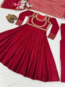 Exclusivo tradicional estilo Anarkali indio pakistaní Salwar traje para mujeres señoras vestido de lujo estirable étnico desgaste fiesta - Product Image 4