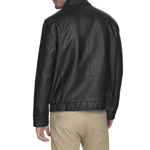 Men's Genuine Cowhide <b>Leather</b> Bomber Jacket Full Sleeve Turn-down Collar Zipper Closure Autumn Wear Solid Color Regular Fit - Product Image 5