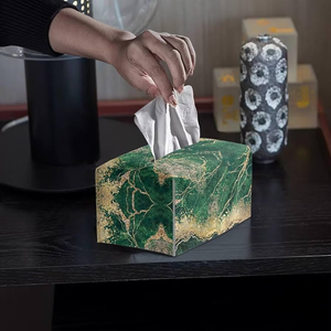 JANNAT EXPORT MTB-36 Factory Wholesale Customized Modern Eco-friendly Marble Tissue Box <b>Green</b> Marble Pattern Custom Logo Durable - Product Image 1