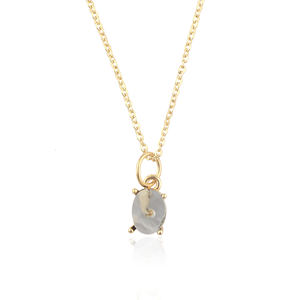 จี้ห้อยคอรูปไข่ประดับเปลือกหอยมุกธรรมชาติเคลือบทองประดับพลอยสีรุ้ง สร้อยคอจี้ขนาดเล็กสำหรับงานปาร์ตี้ - Product Image 1