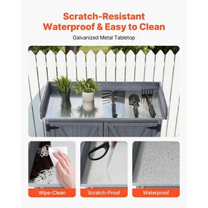 Tavolo da Giardinaggio per Esterni con Armadietto in Legno, Piano in Ferro Zincato 36 X 16, Postazione di Lavoro per Giardinaggio - Product Image 4