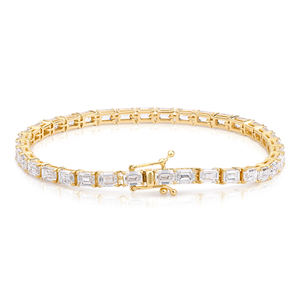 Pulsera de tenis con diamantes cultivados en laboratorio de 9.1 CT, corte esmeralda, oro blanco de 10K, certificado IGI, chapado en rodio, de lujo, para aniversario - Product Image 4