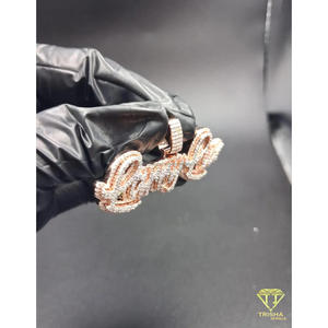 Iced Out Script <b>Name</b> Pendant Moissanite Diamond Hip Hop <b>Necklace</b> Rose Gold <b>Custom</b> Bling Jewelry Gift - Product Image 6