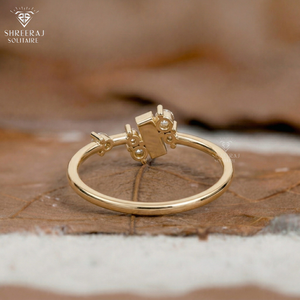 แหวนเพชรเรียบหรูสำหรับผู้หญิง เพชรแท้ทรงบาแกตต์และทรงกลม ทองคำแท้ 18K ผู้ผลิตโดยตรงจากอินเดีย - Product Image 2