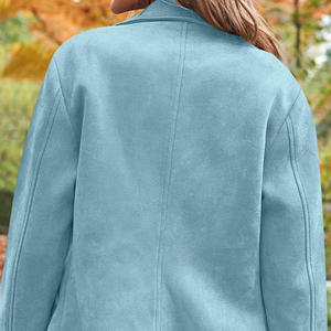 Veste en daim pour femme, cuir de haute qualité, finition douce, vêtements d'extérieur tendance pour l'hiver, marque OEM - Product Image 5