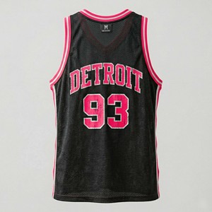 เสื้อบาสเก็ตบอลวินเทจเรโทรผู้ชายแบบสั่งทำพิเศษ สีดำซีดแต่งขอบสีชมพูนีออน ผ้าตาข่ายระบายอากาศ ชุดทีมเปล่า ขายส่ง - Product Image 6